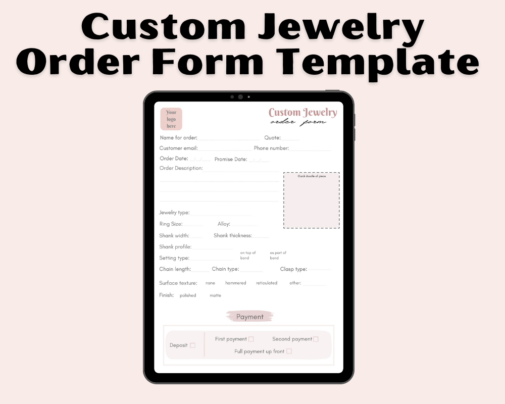 *For Other Jewelers* Custom Jewelry Order Form Template