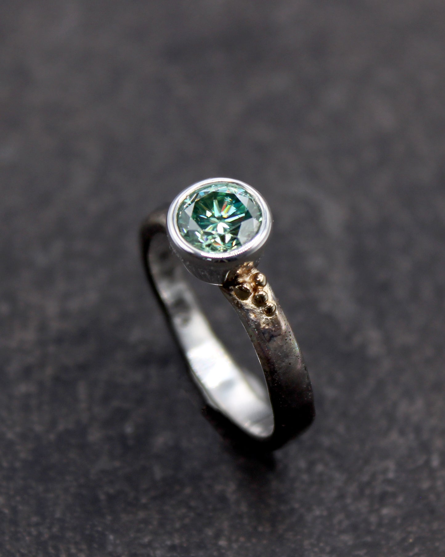 Aqua Moissanite Solitaire