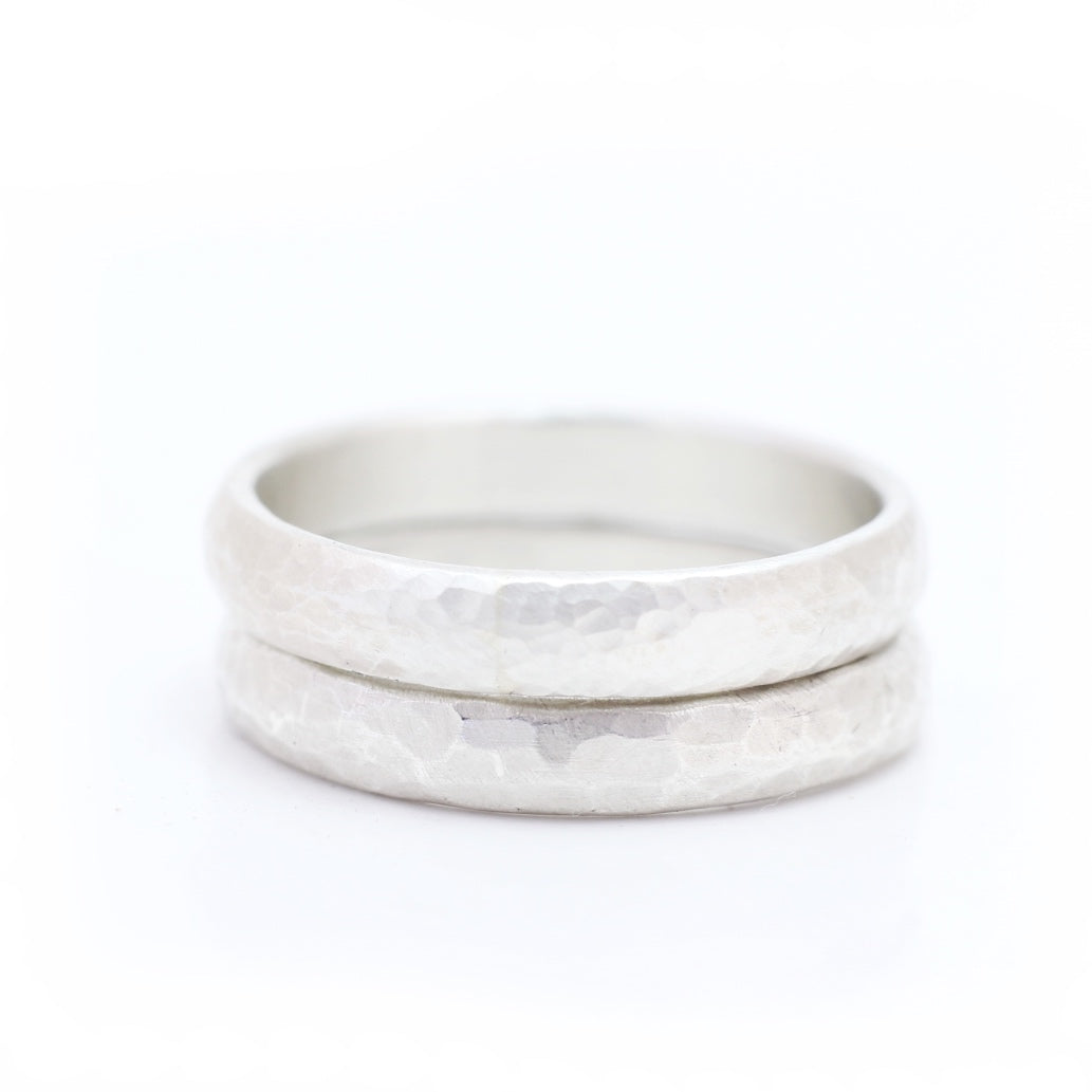 Hammer Textured Stacking Ring Set of Two