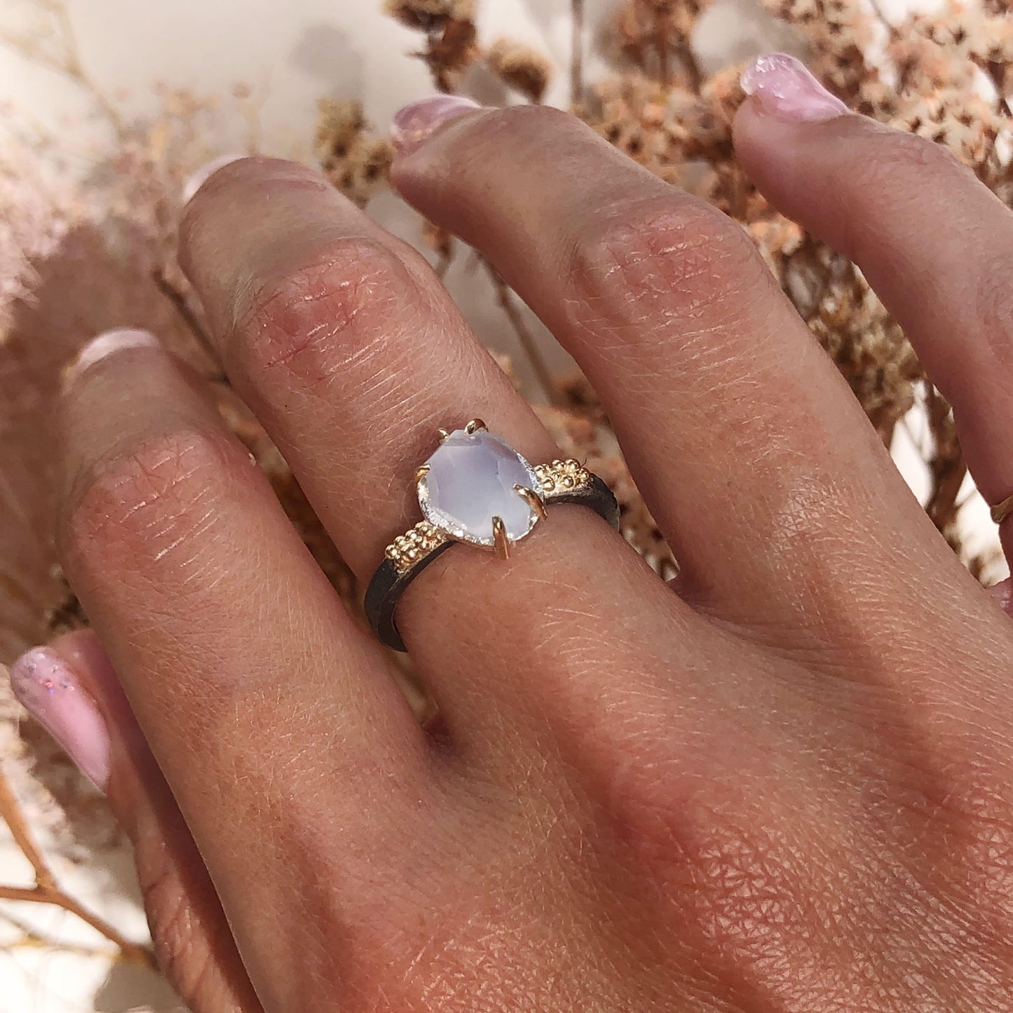 Blue Chalcedony Stone Ring