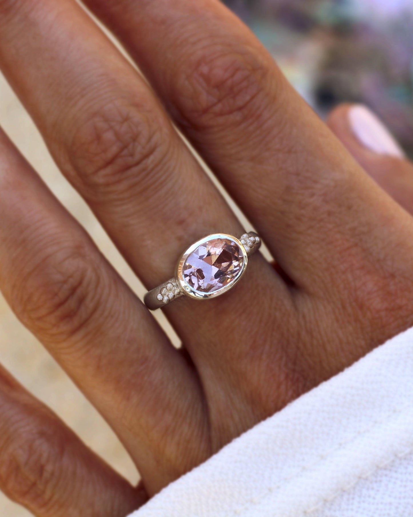 Her Ring - Oval Lab Grown Morganite Ring