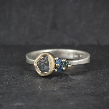 Mågi ring - Raw Montana Sapphire and Australian Sapphire Ring