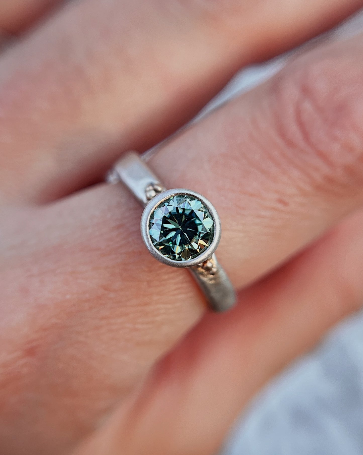 Teal Moissanite Solitaire