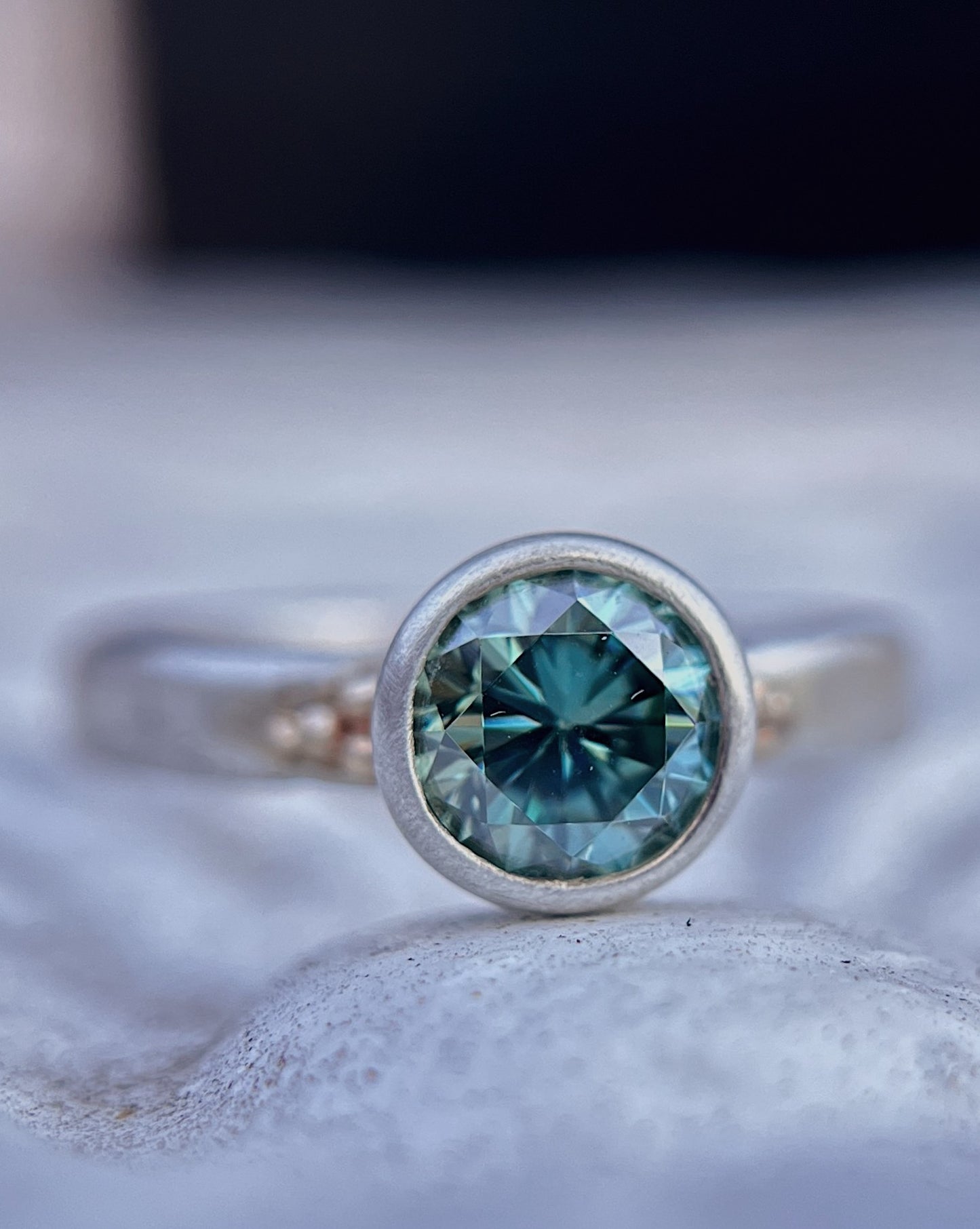 Teal Moissanite Solitaire