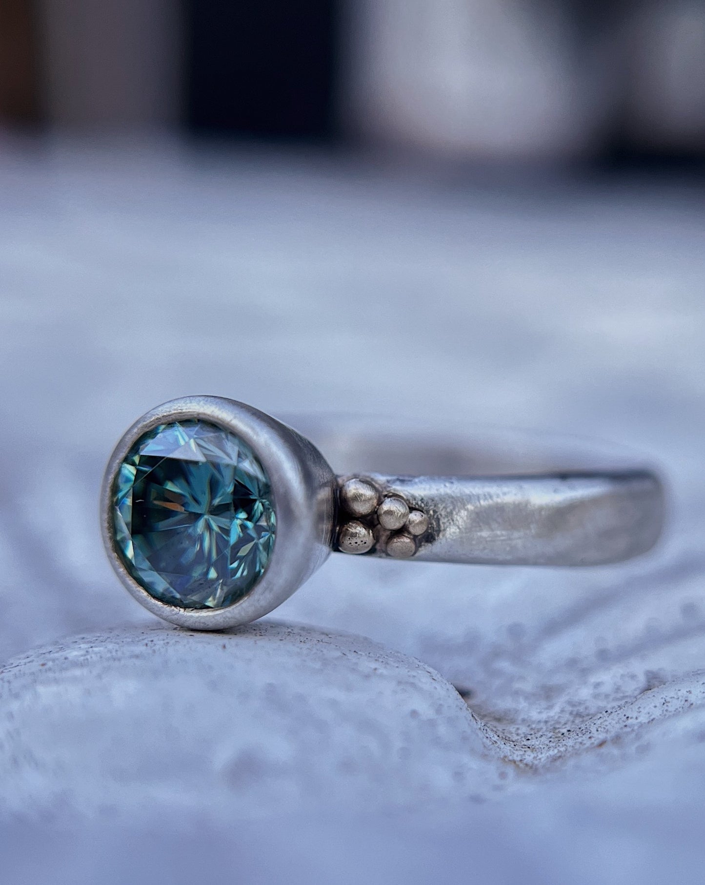 Teal Moissanite Solitaire