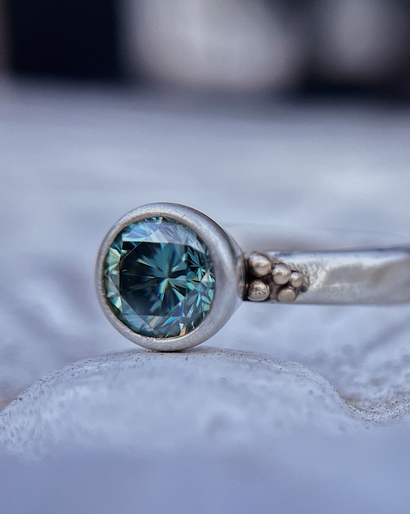 Teal Moissanite Solitaire