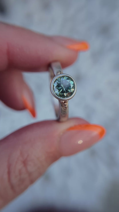 Teal Moissanite Solitaire