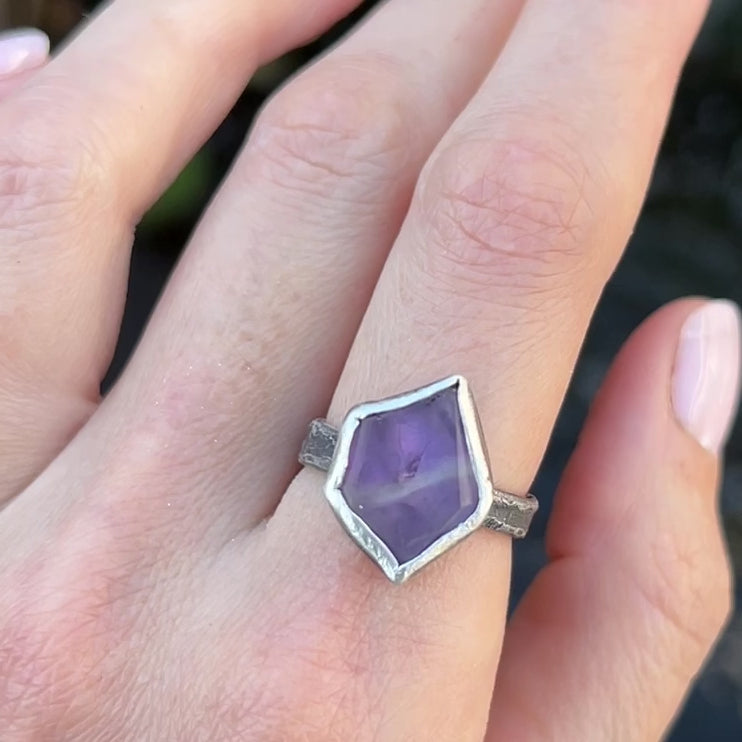 Raw cut clearance amethyst ring