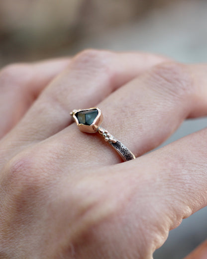 Sophie Sapphire Ring - A green blue sapphire ring in silver rose gold