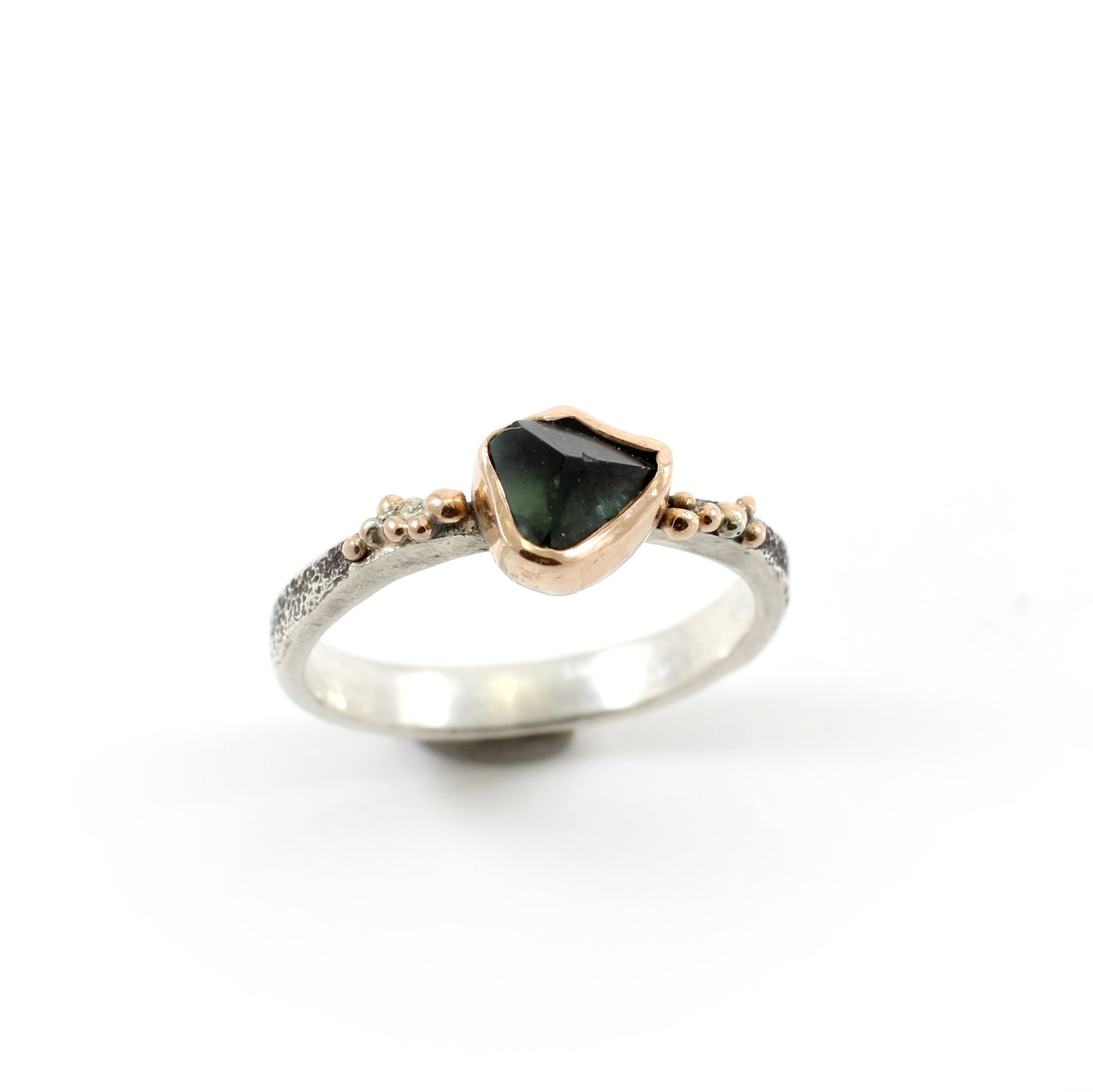 Sophie Sapphire Ring - A green blue sapphire ring in silver rose gold
