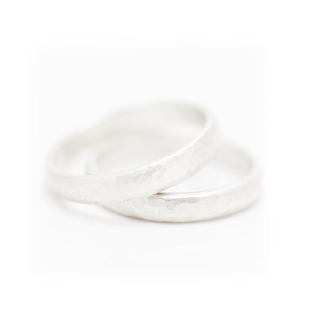 Hammer Textured Stacking Ring Set of Two