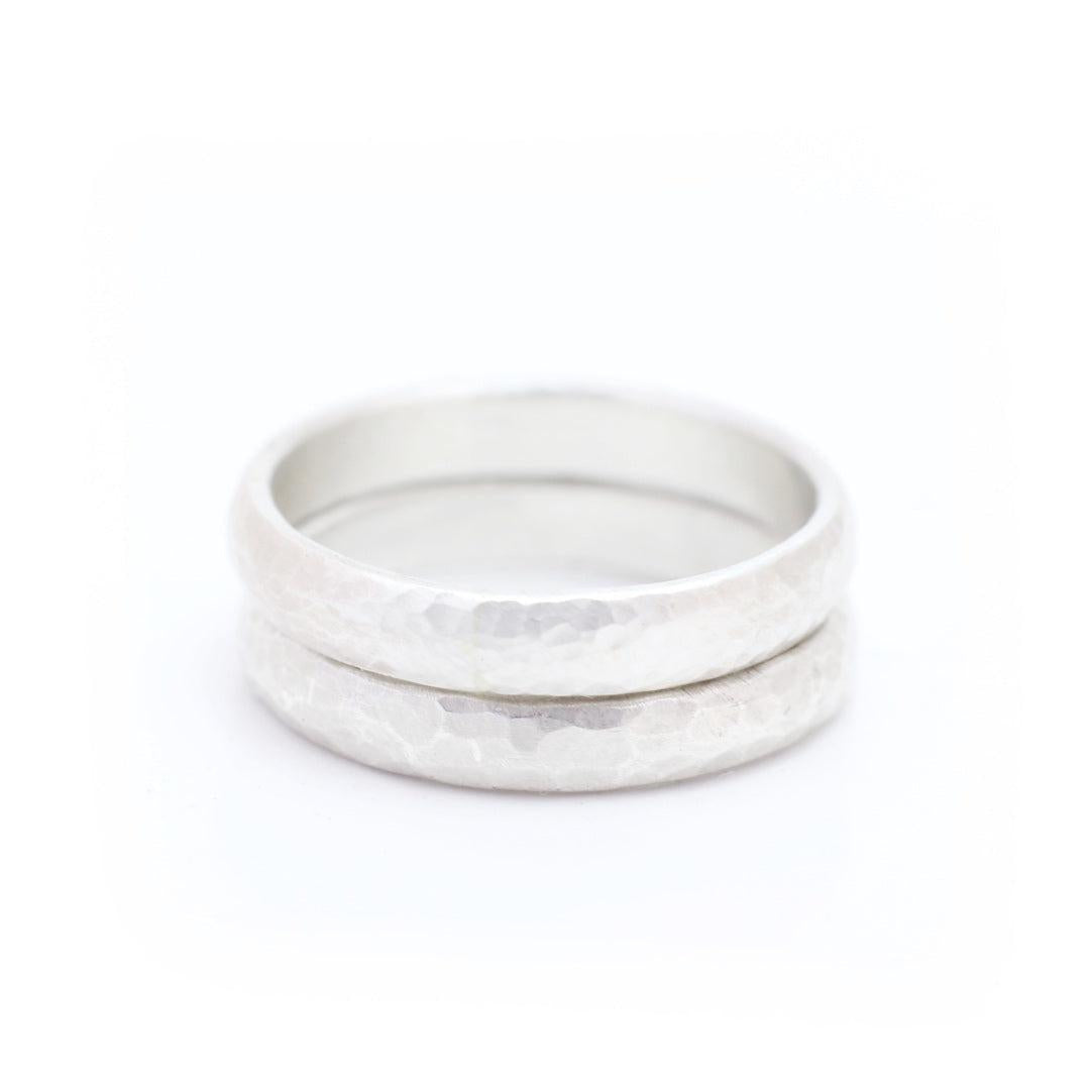 Hammer Textured Stacking Ring Set of Two