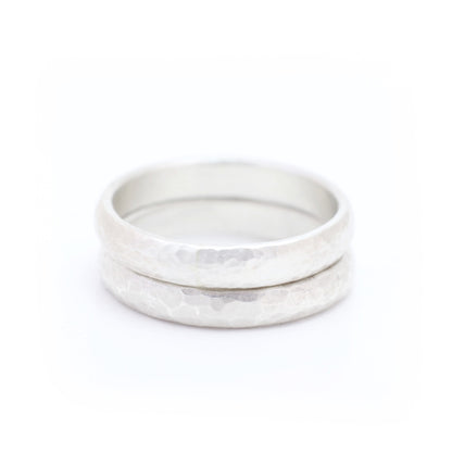 Hammer Textured Stacking Ring Set of Two