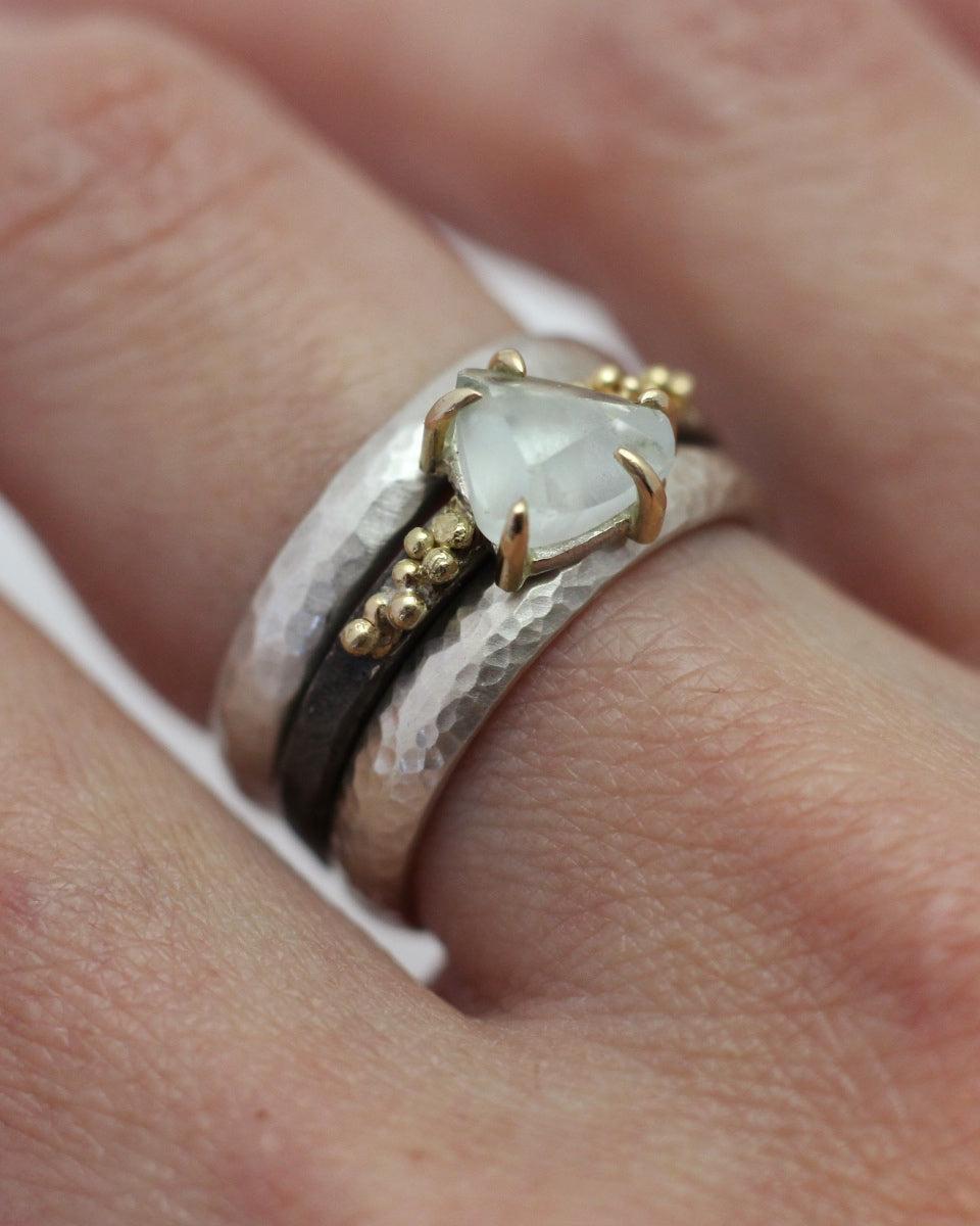 Hammer Textured Stacking Ring Set of Two